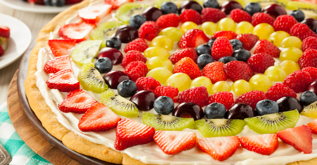 High Protein Sugar Cookie Fruit Pizza